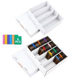 LOVFEN 4-row white cardboard trading card storage box with lid and 6 color divider cards