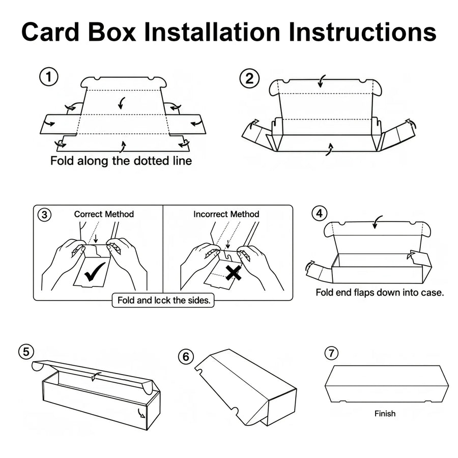 LOVFEN card storage box assembly instructions with seven fold steps
