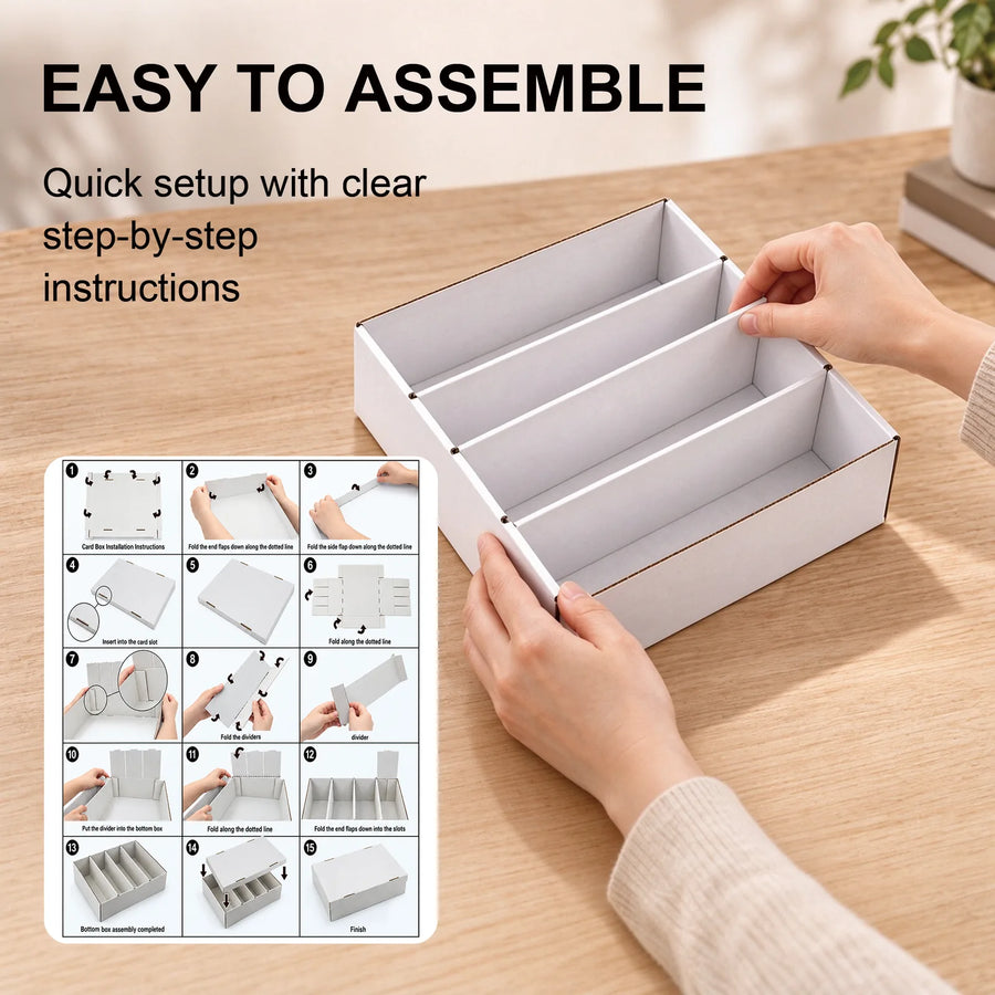 LOVFEN card storage box easy assembly with clear step-by-step fold instructions