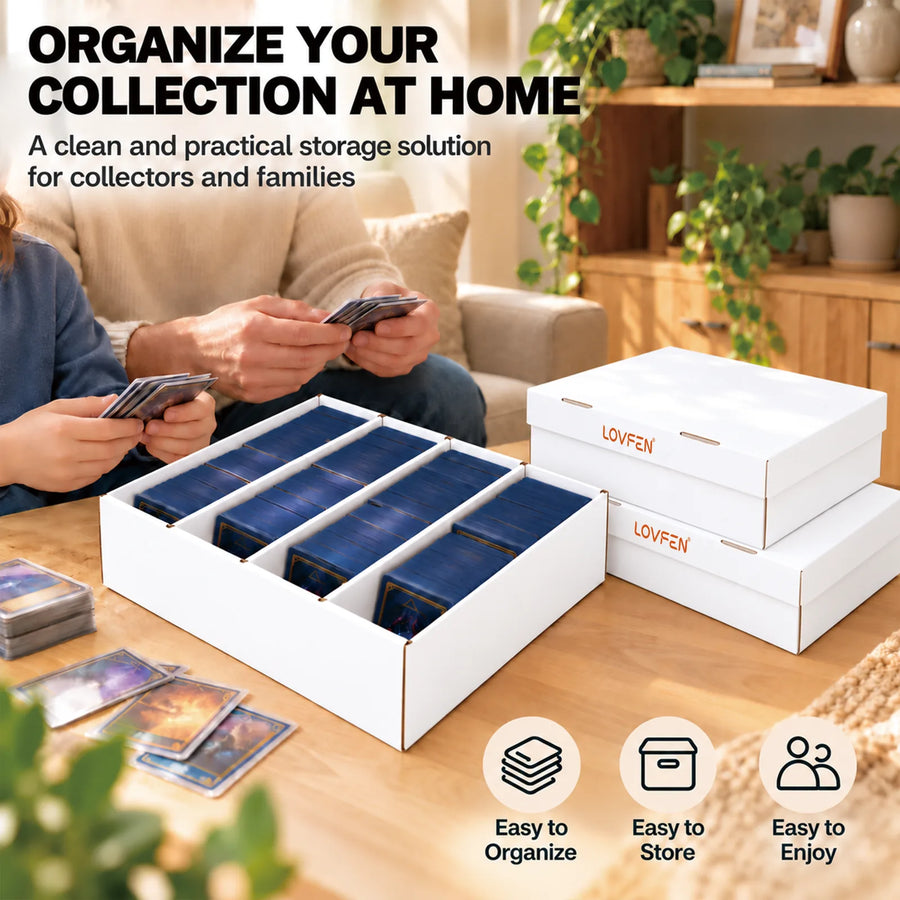 LOVFEN card storage box keeping a trading card collection organized at home