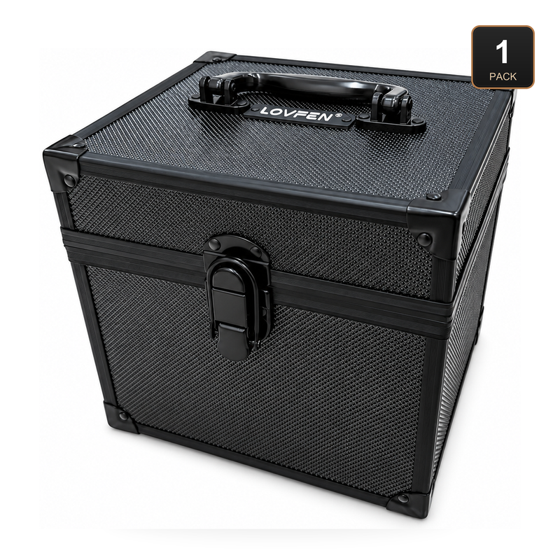 LOVFEN KX160 black hard-shell card storage case with top carry handle and front latch
